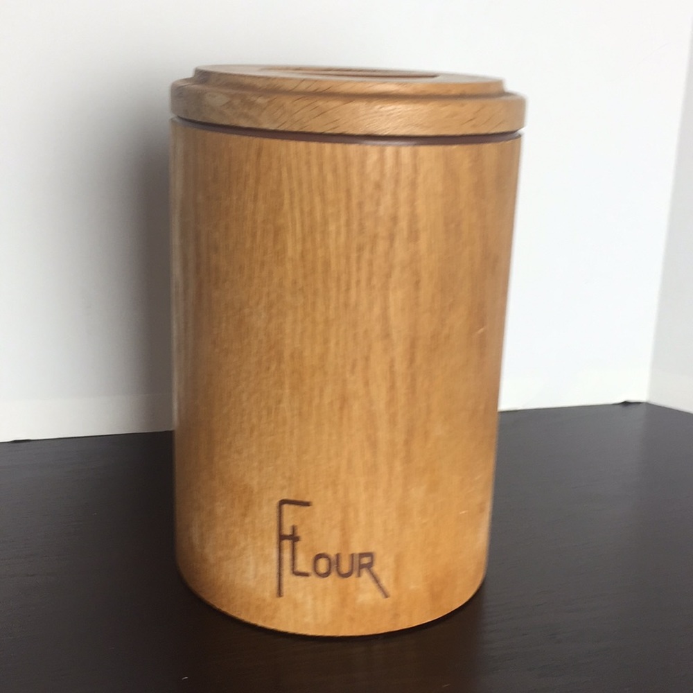 Teak flour container by Cornwall